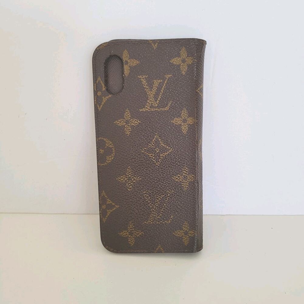 Authentic Louis Vuitton LV Monogram Folio iPhone X Case Brown Phone Case - Picture 2 of 12